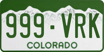 CO license plate 999VRK