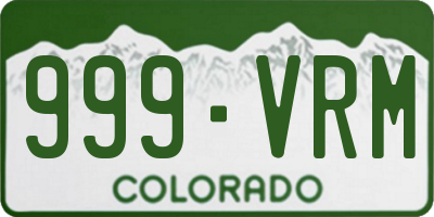 CO license plate 999VRM