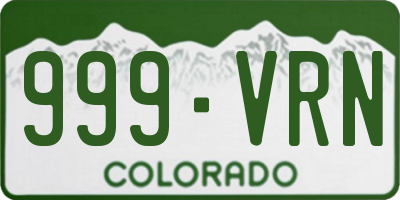 CO license plate 999VRN