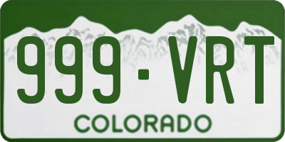 CO license plate 999VRT