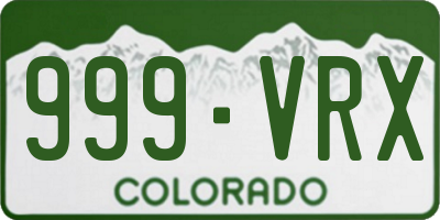 CO license plate 999VRX