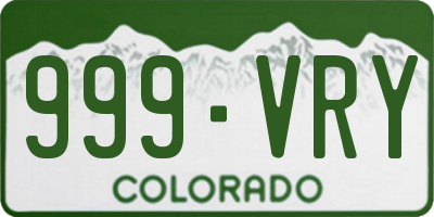 CO license plate 999VRY