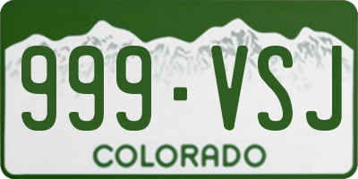 CO license plate 999VSJ
