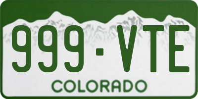 CO license plate 999VTE