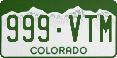 CO license plate 999VTM