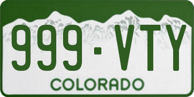 CO license plate 999VTY