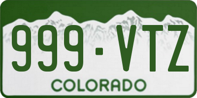 CO license plate 999VTZ