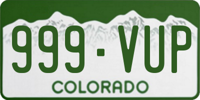 CO license plate 999VUP