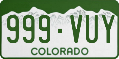 CO license plate 999VUY