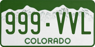 CO license plate 999VVL