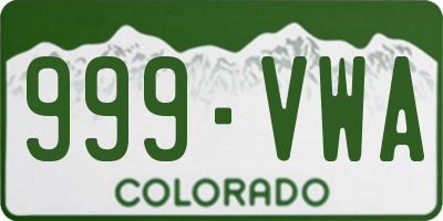 CO license plate 999VWA
