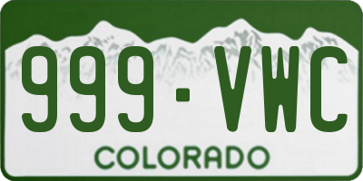 CO license plate 999VWC