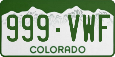 CO license plate 999VWF
