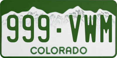 CO license plate 999VWM