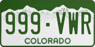 CO license plate 999VWR