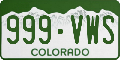 CO license plate 999VWS