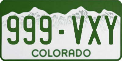 CO license plate 999VXY
