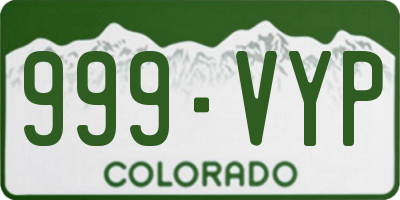 CO license plate 999VYP