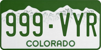 CO license plate 999VYR