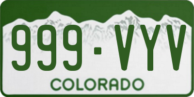 CO license plate 999VYV