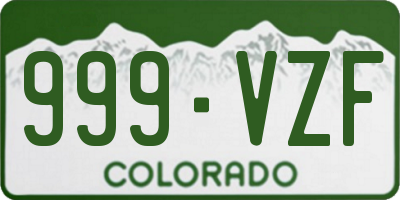 CO license plate 999VZF