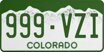 CO license plate 999VZI