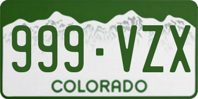 CO license plate 999VZX