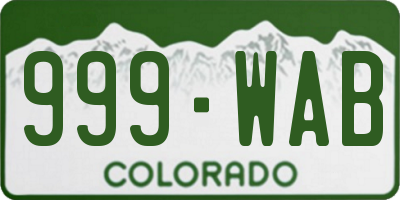 CO license plate 999WAB