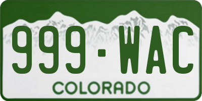 CO license plate 999WAC