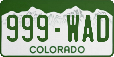 CO license plate 999WAD