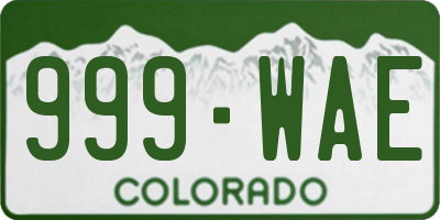 CO license plate 999WAE