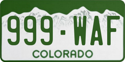 CO license plate 999WAF