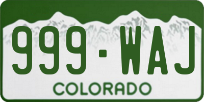 CO license plate 999WAJ