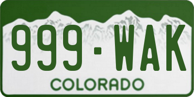 CO license plate 999WAK
