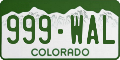 CO license plate 999WAL