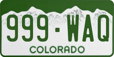 CO license plate 999WAQ