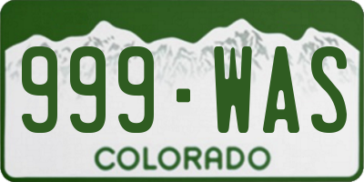 CO license plate 999WAS