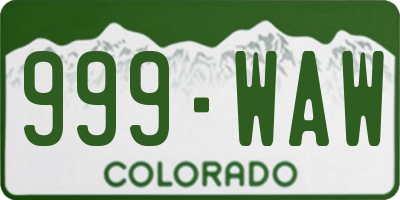 CO license plate 999WAW