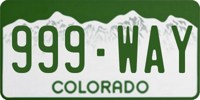 CO license plate 999WAY