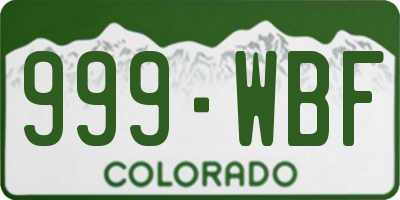 CO license plate 999WBF