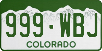 CO license plate 999WBJ