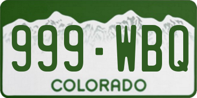 CO license plate 999WBQ