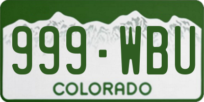 CO license plate 999WBU