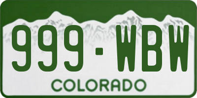 CO license plate 999WBW