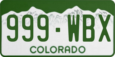 CO license plate 999WBX