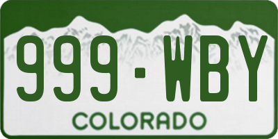 CO license plate 999WBY