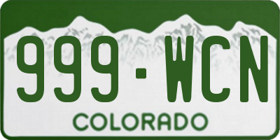 CO license plate 999WCN