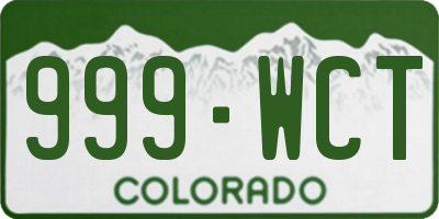 CO license plate 999WCT