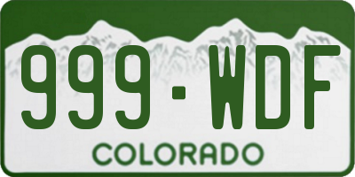 CO license plate 999WDF