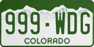CO license plate 999WDG